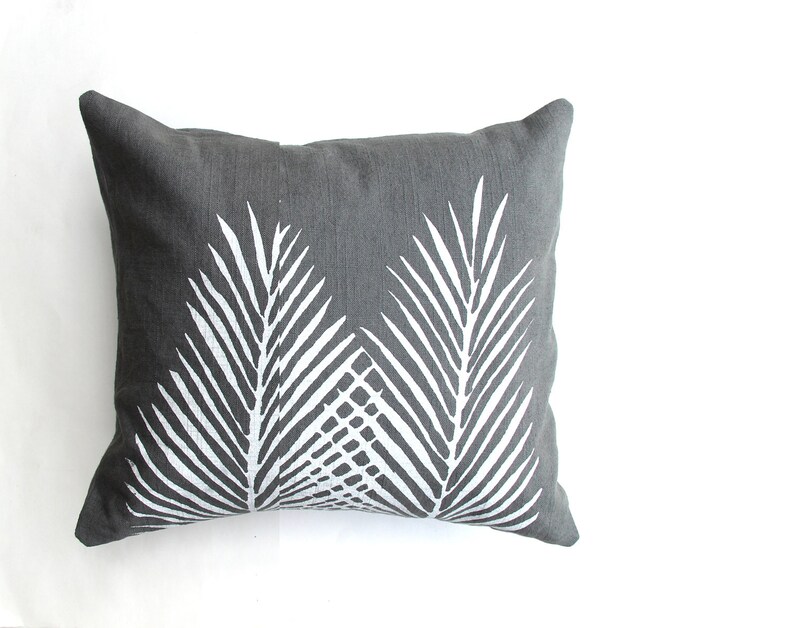 Botanical Style Lumbar Pillow / Palm Throw Pillow image 7