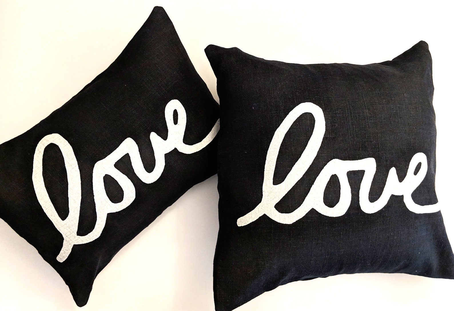 Love Throw Pillow / Black and White Love Pillow Etsy