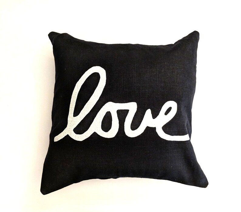 Love Throw Pillow / Black and White Love Pillow Etsy