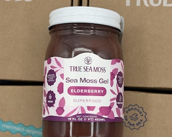 True Sea Moss – Sea Moss Gel – Wildcrafted Seamoss, Fruits & Jarred Vegetables – Elderberry (Labels may Vary)