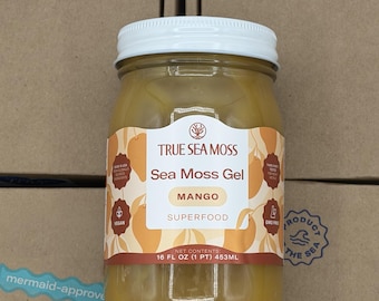True Sea Moss – Sea Moss Gel – Wildcrafted Seamoss, Fruits & Jarred Vegetables – Mango (Labels may Vary)