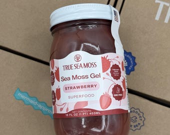 True Sea Moss – Sea Moss Gel – Wildcrafted Seamoss, Fruits & Jarred Vegetables – Strawberry (Labels may Vary)