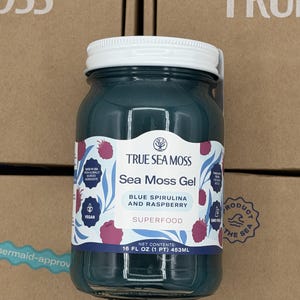 TrueSeaMoss Sea Moss Gel – Wildcrafted Seamoss, Fruits & Jarred Vegetables – Blue Spirulina (Labels may Vary)