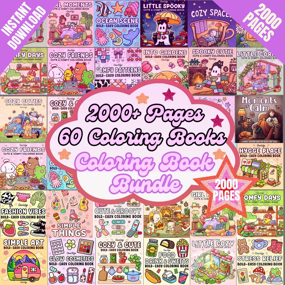 2000+ Coloring Pages Mega Bundle, Coloring Book Bundle, Girl Moments ...