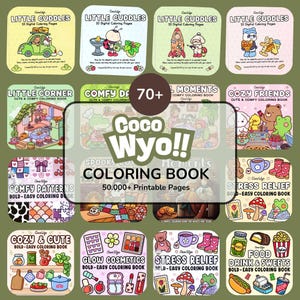 Pacote de livros para colorir Coco Wyo Mega - Mais de 70 livros de colorir digitais para adultos e crianças | Mais de 50.000 páginas de relaxamento aconchegante, fofo e aliviador de estresse