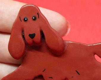 Irish Setter Pin Artist Hand-Made OOAK Brooch Dog Art Jewelry