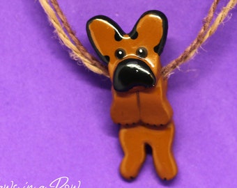 French Bulldog Hangin' On Artist Hand-made Clay Pendant