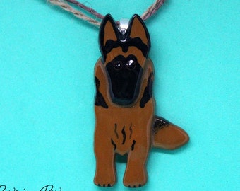 Belgian Tervuren Pendant. Artist Hand-made Dog Art Jewelry Necklace.