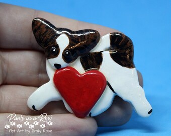 Love On The Run Chihuahua (Smooth) Pin Artist Hand-Made OOAK Brooch Dog Art Jewelry