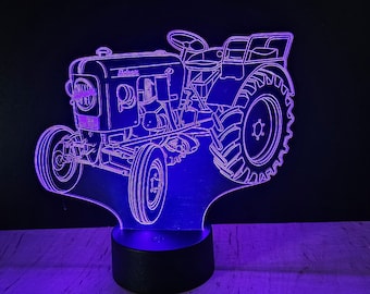 3D table lamp Eicher tractor vintage car with personalized license plate
