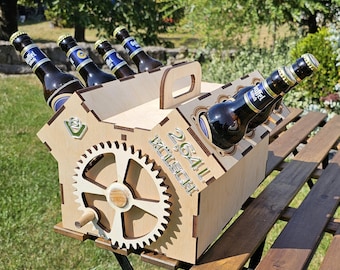 Kölsch V8 beer engine for 8x0.33L bottles including engraving. Beer bottle engine, engine, beer cylinder, beer crate, beer turbo, men&#39;s gift, gaff