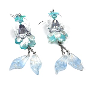 Light Blue And Clear Glass Jellyfish And Silver Metal Earrings, Jellyfish Earrings, Sea Inspired Jewellery, Gifts For Her, Hook Earrings