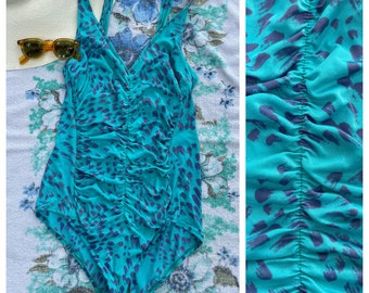 Vintage teal shirred front swimsuit - Cantina brand sz 14
