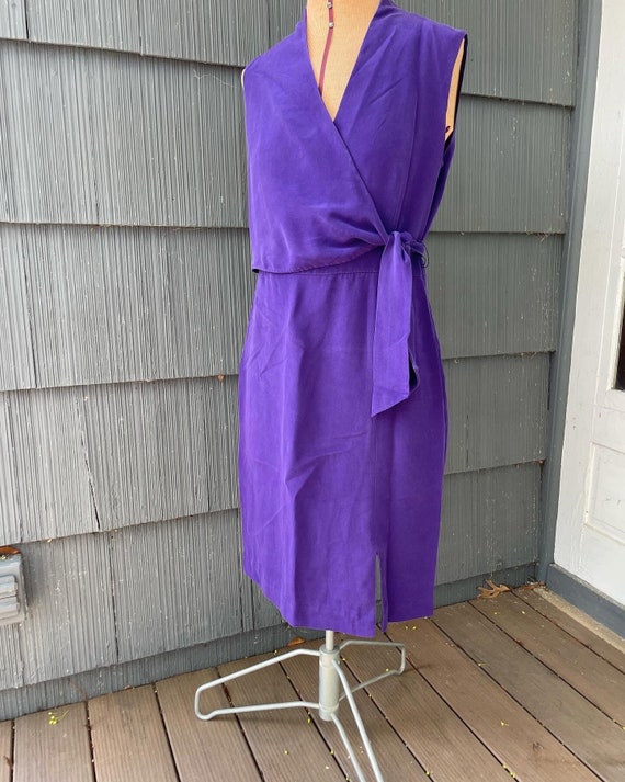 Purple silk wrap dress