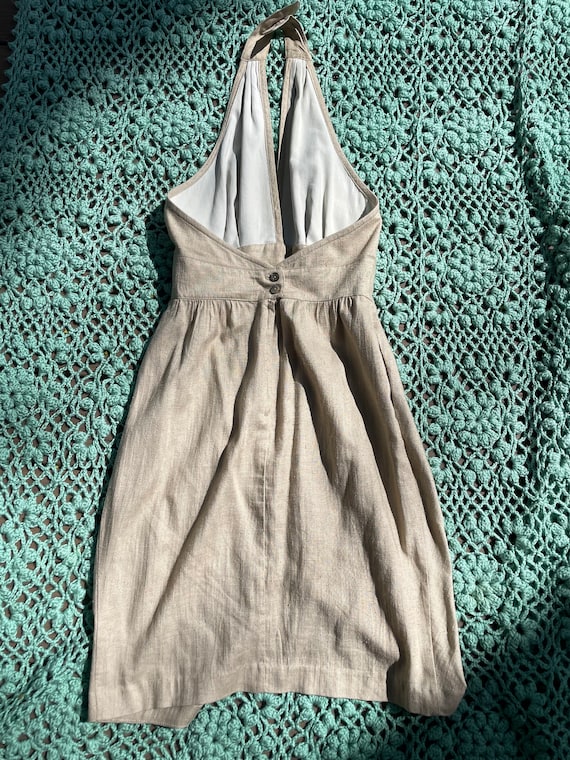 Linen cream halter dress - vintage - image 3