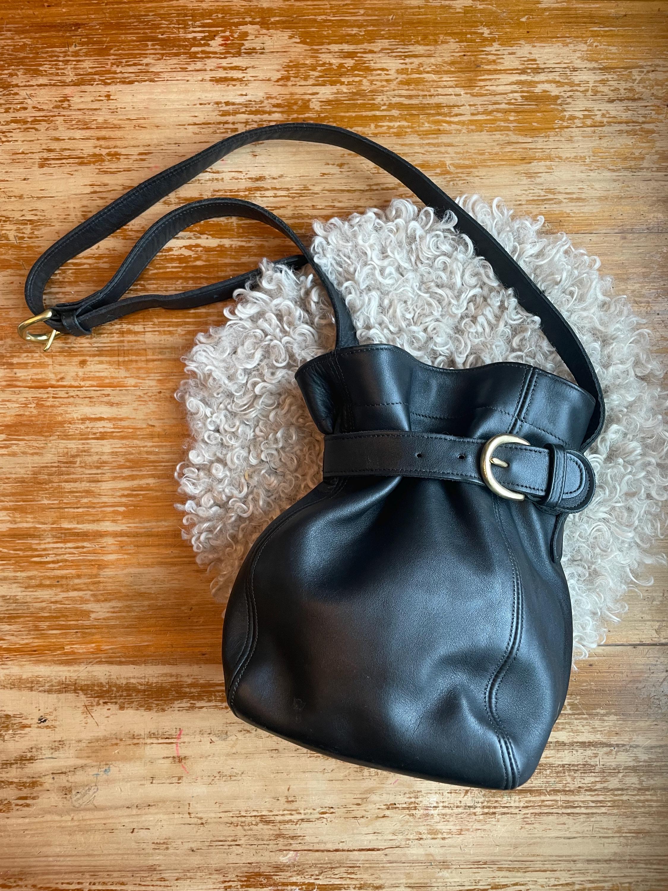 Coach Soho Collection Belted Bucket Bag - Black Leather 