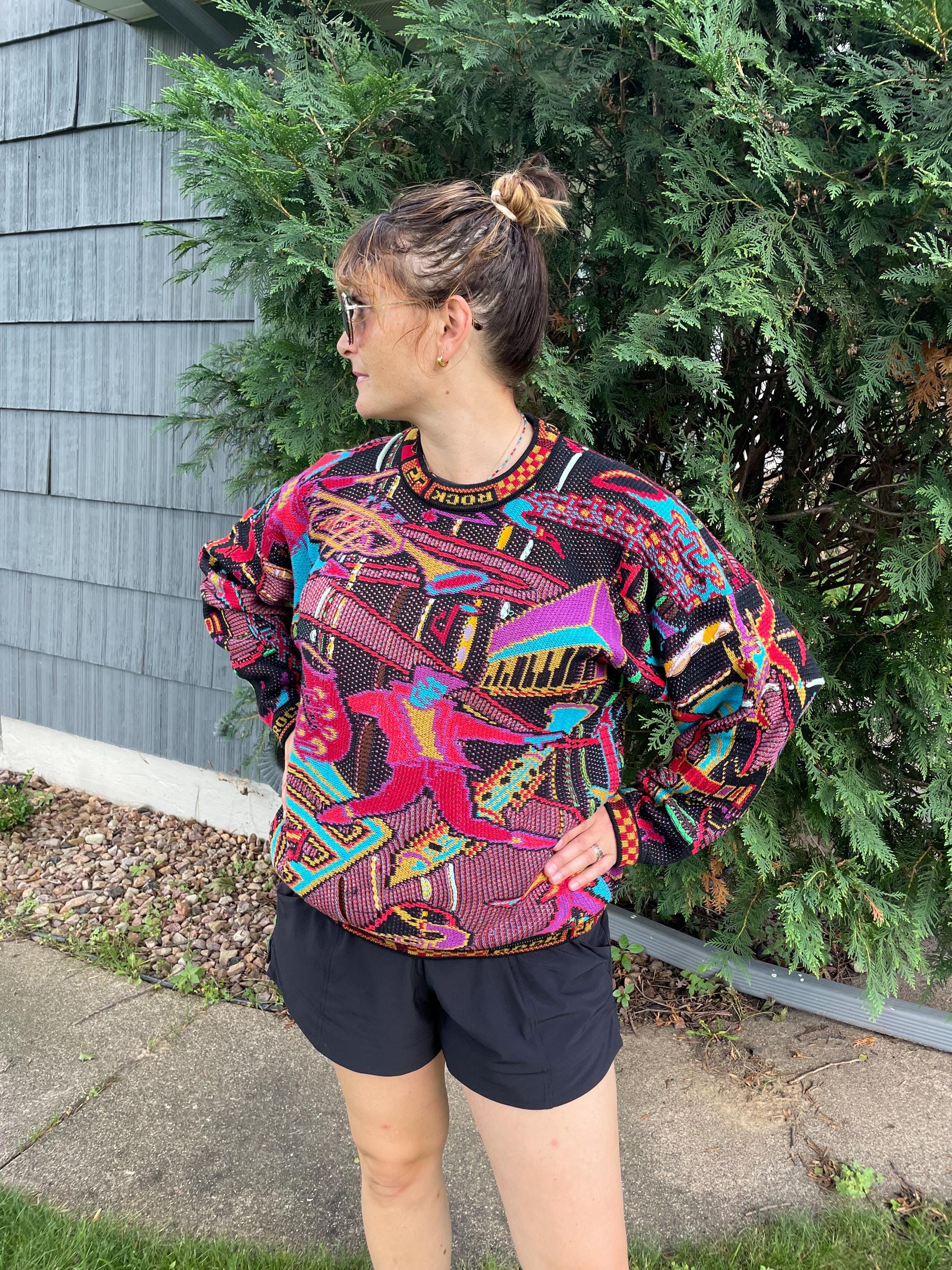 Vintage Coogi Australia Sweater: 90s Rock Music 3D Knit, Size