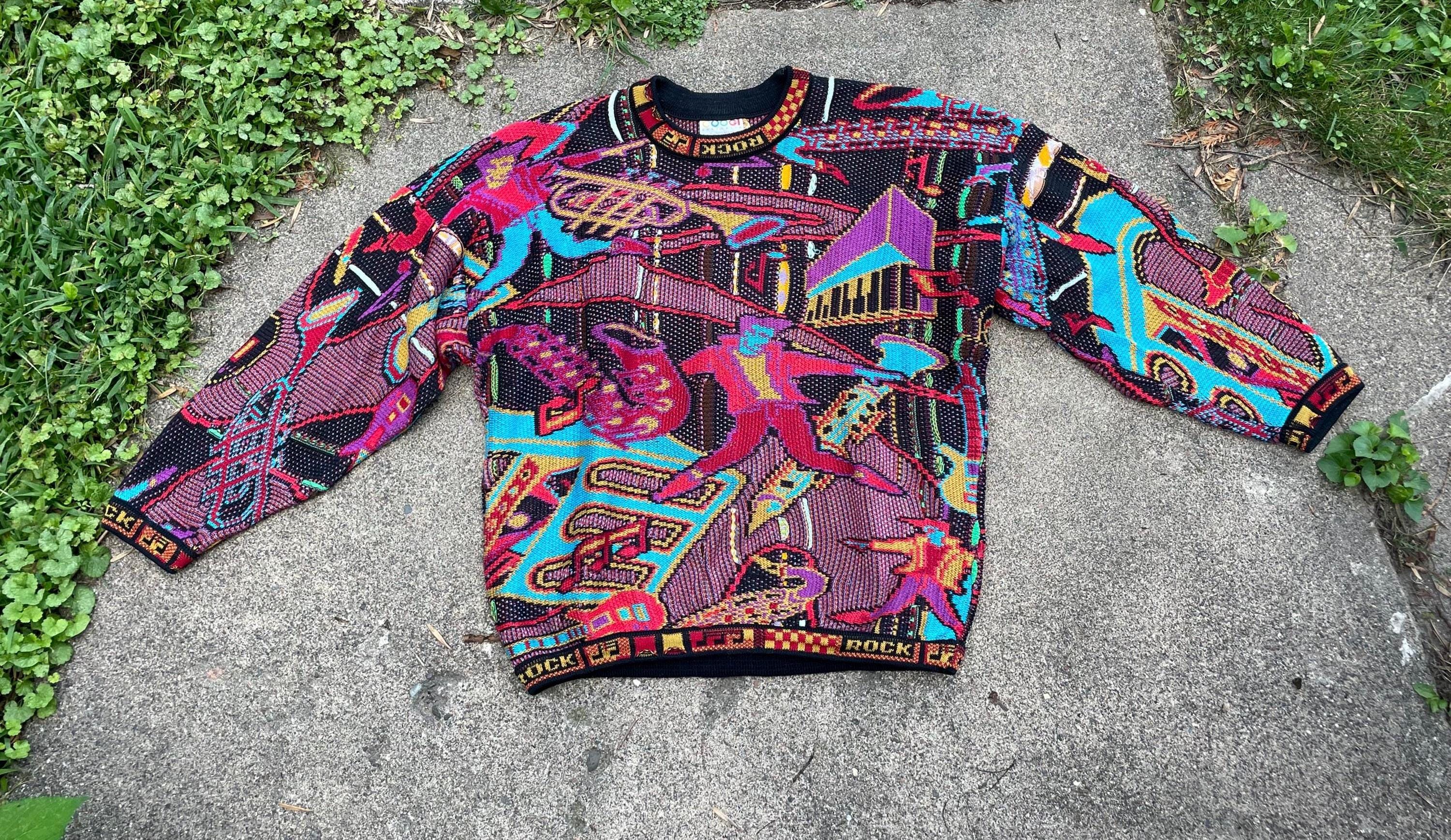 Vintage Coogi Australia Sweater: 90s Rock Music 3D Knit, Size