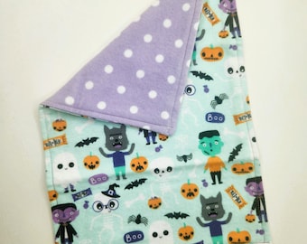 ScrapRags Burp cloth 13 x 9", Cotton Flannel, Halloween, Reversible, Baby Shower Gift, Girl
