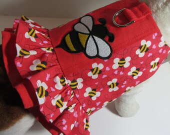 SALE!!  Happy Bee Applique Dog Harness