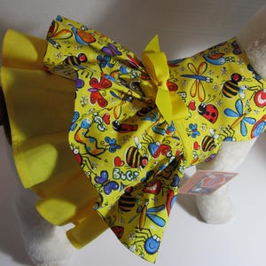 SALE!! Yellow "Happy Bugs" Dog Dress
