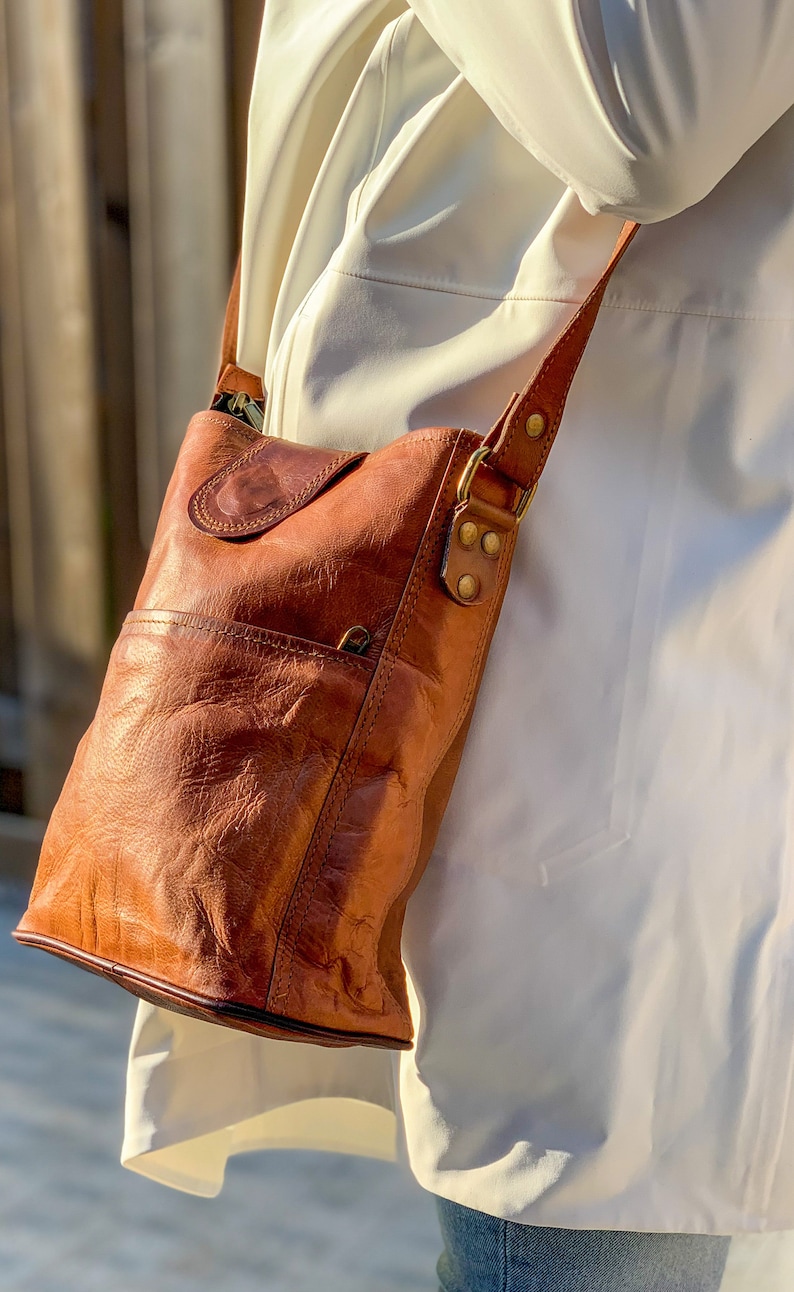 12quot; Bucket bag, handmade, retro, boho style, zipper pocket 12quot; Bucket bag, handmade, retro, boho style, zipper pocket