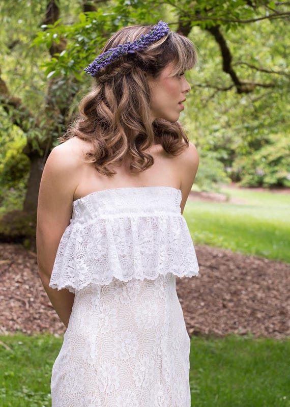 Boho White Lace Gown Sleeveless Summer Bride Dress Beach Lace Etsy
