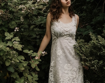 SALE!   White Lace Sheath Dress/Wedding Dress/Handmade wedding Dress/Alternative Wedding Dress/Short Wedding Dress