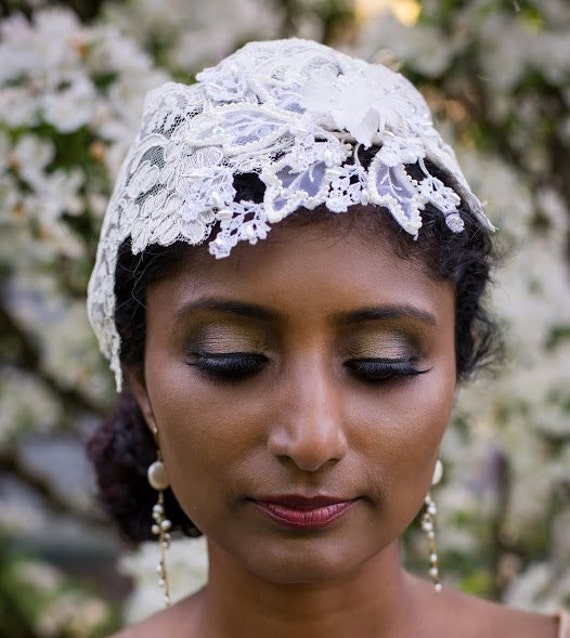 Bridal Lace Cap/handmade Lace Cap/one 