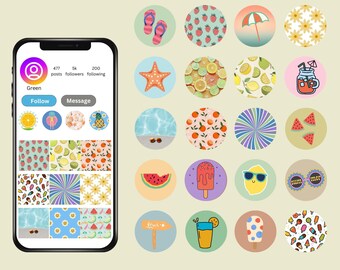 Retro Summer Instagram Highlight Covers | Beachy Icons (Digital Download)