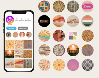 Retro Instagram Highlight Covers | 24 Social Media Icons (Digital Download)
