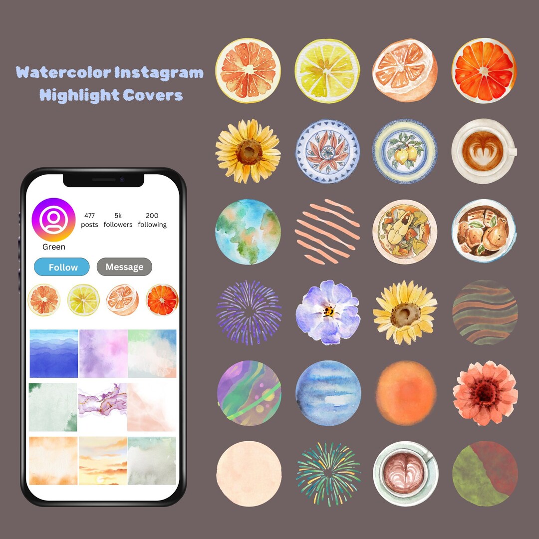 Watercolor Instagram Story Cover | Boho Instagram Highlights Covers ...