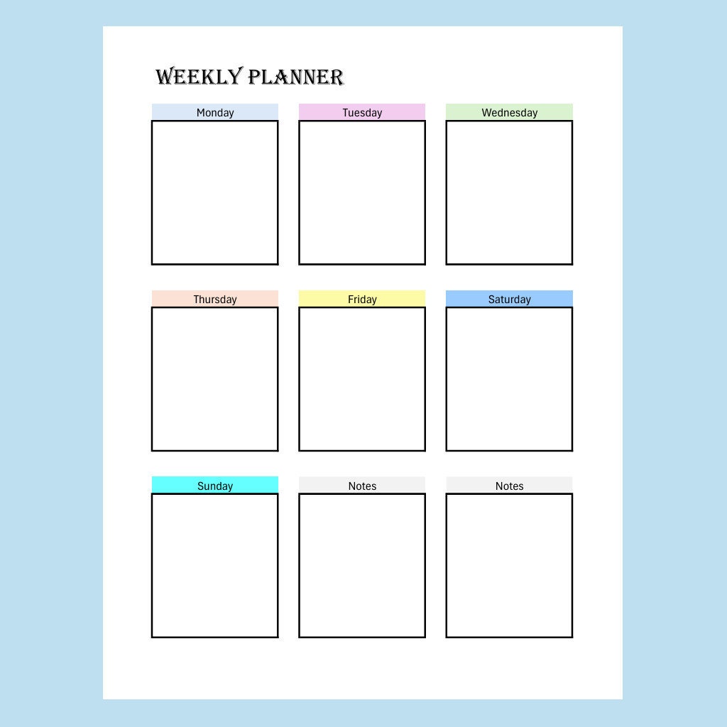 Printable Weekly Planner | Printable, Digital | Weekly Planner PDF ...