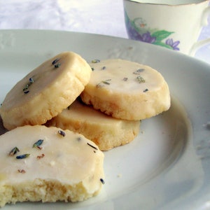 2 Dozen Lavender Shortbread Cookies Without Glaze OR Lavender Glaze