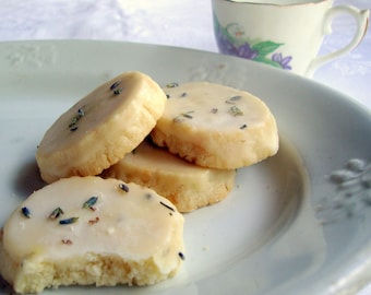 2 Dozen Lavender Shortbread Cookies Without Glaze OR Lavender Glaze