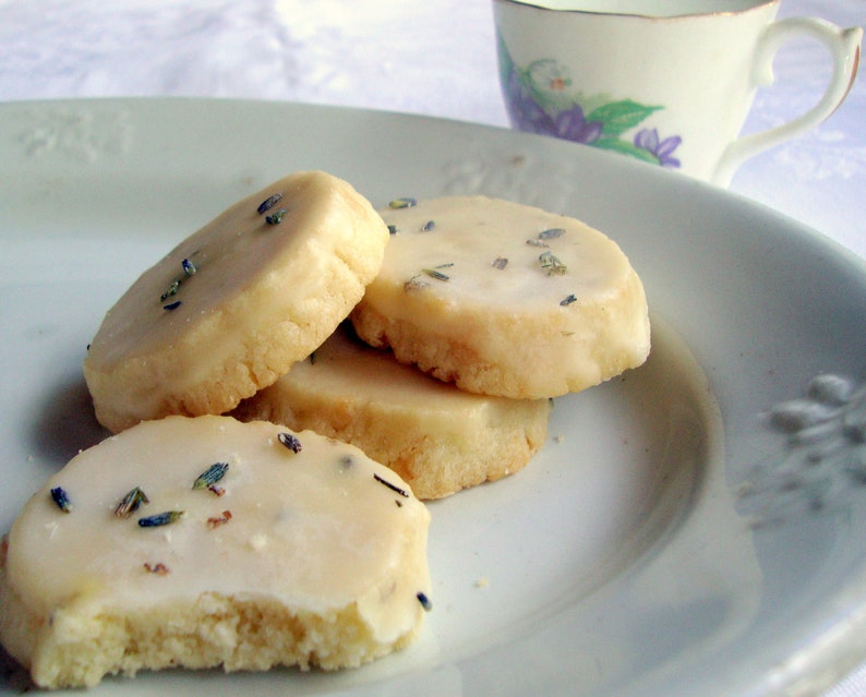 2 Dozen Lavender Shortbread Cookies Without Glaze OR Lavender Glaze image 1