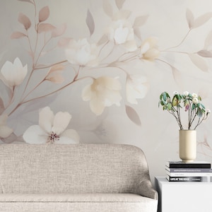 Papier peint élégant papier peint à fleurs délicates auto-adhésif mural floral Papier peint fleurs sauvages Papier peint temporaire pour chambre à coucher