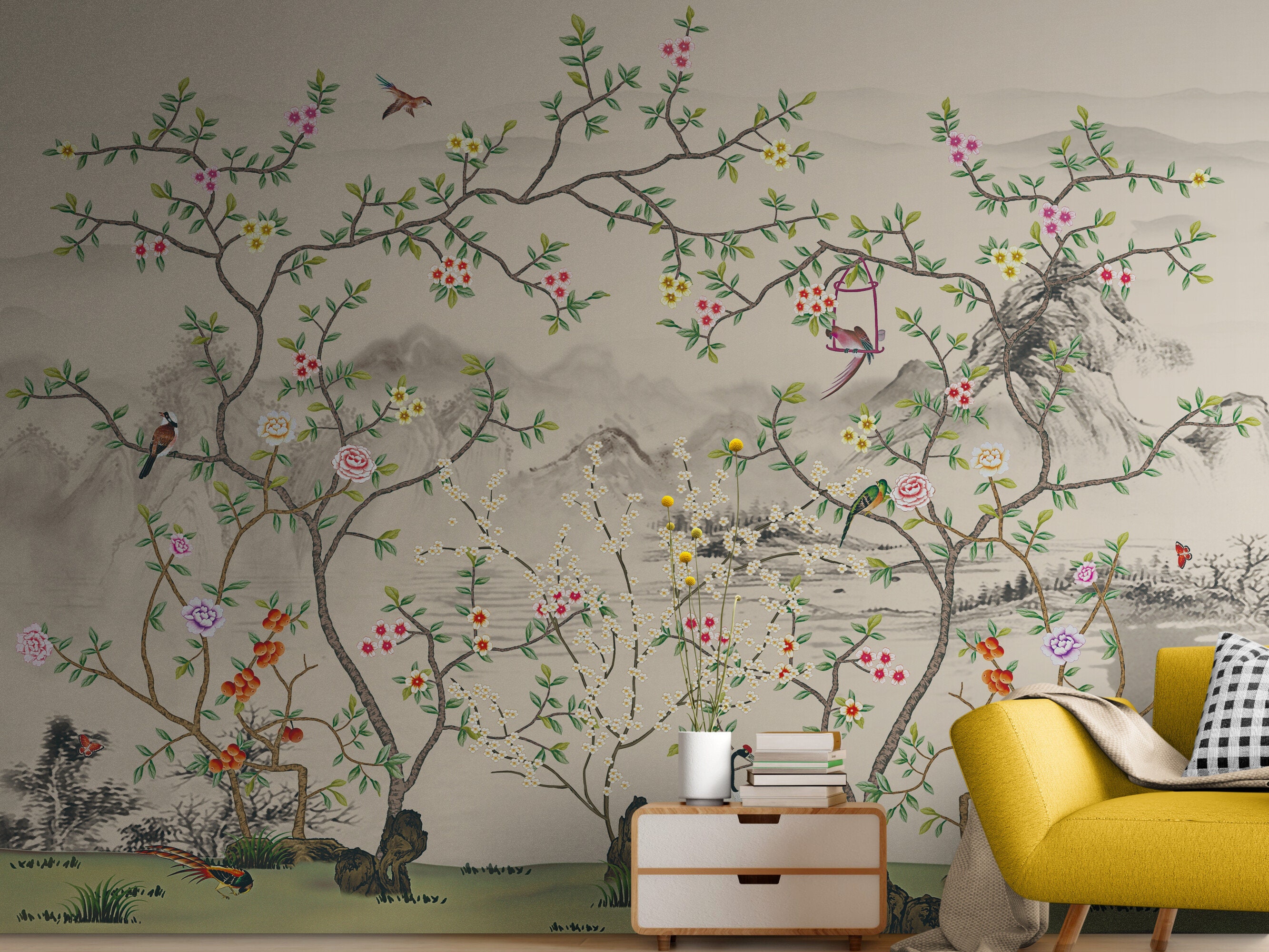 Sakura Blossoms Tree Wallpaper Asia Large Flower Bloom Wallpaper Peel ...