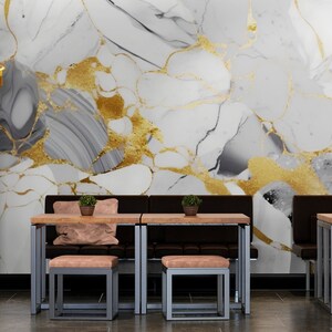 Marble wallpaper peel and stick Abstract wallpaper removable Elegant custom gray wallpaper Art deco bedroom temporary luxury wallpaper