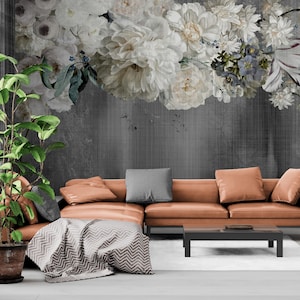 Floral wallpaper Peonies wall mural Big flowers wallpaper peel and stick Above bed wallpaper removable Self adhesive bedroom wall mural