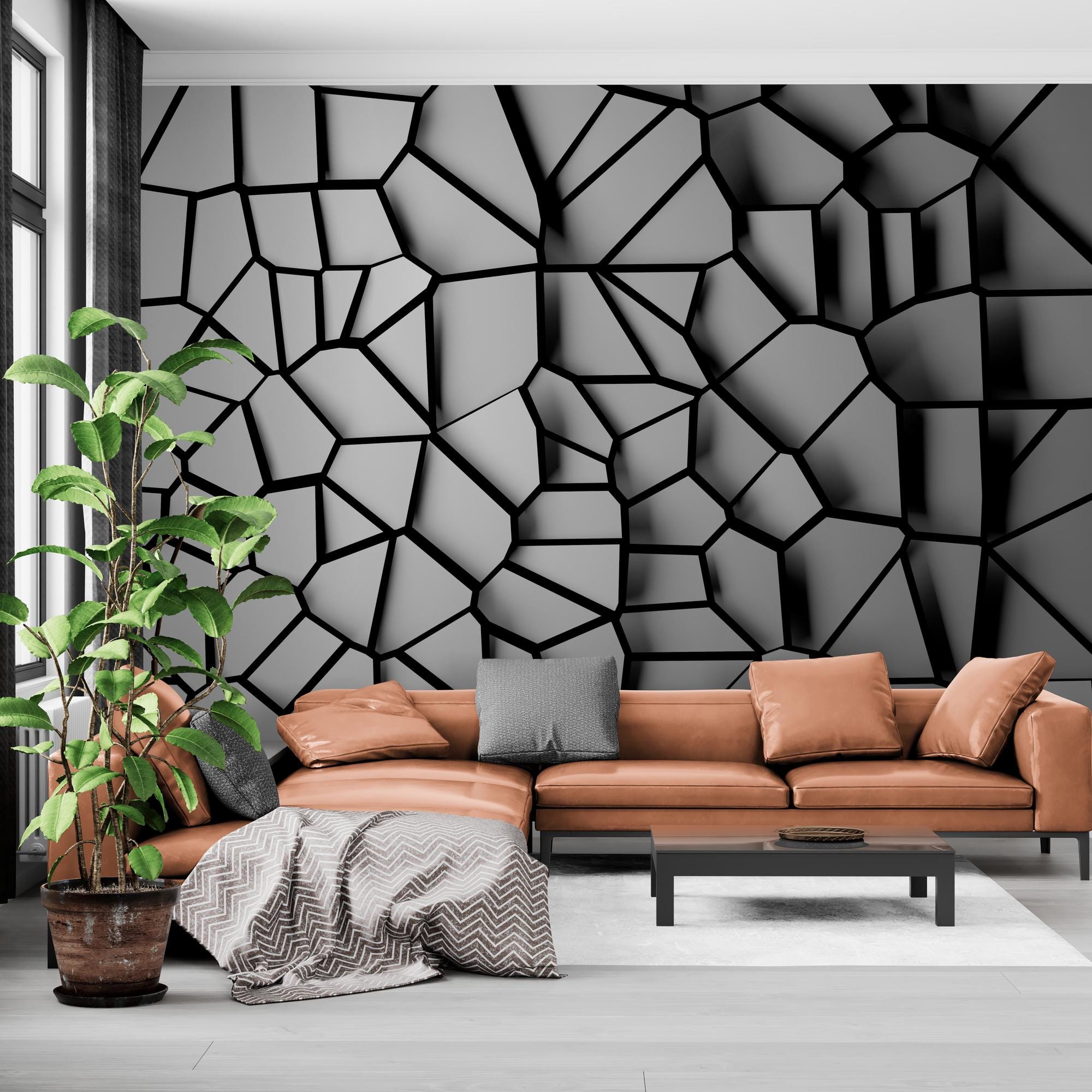 3d Effect Wallpaper Mural Geometric Wall Mural Peel and Stick Large ...