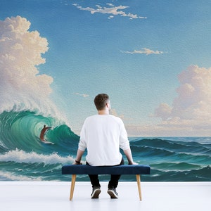 Küsten Wandbild Ozean Tapete schälen und aufkleben Blaue Wellen Tapete Kleben Akzent Vinyl Tapete Schlafzimmer Leinwand Natur Tapete