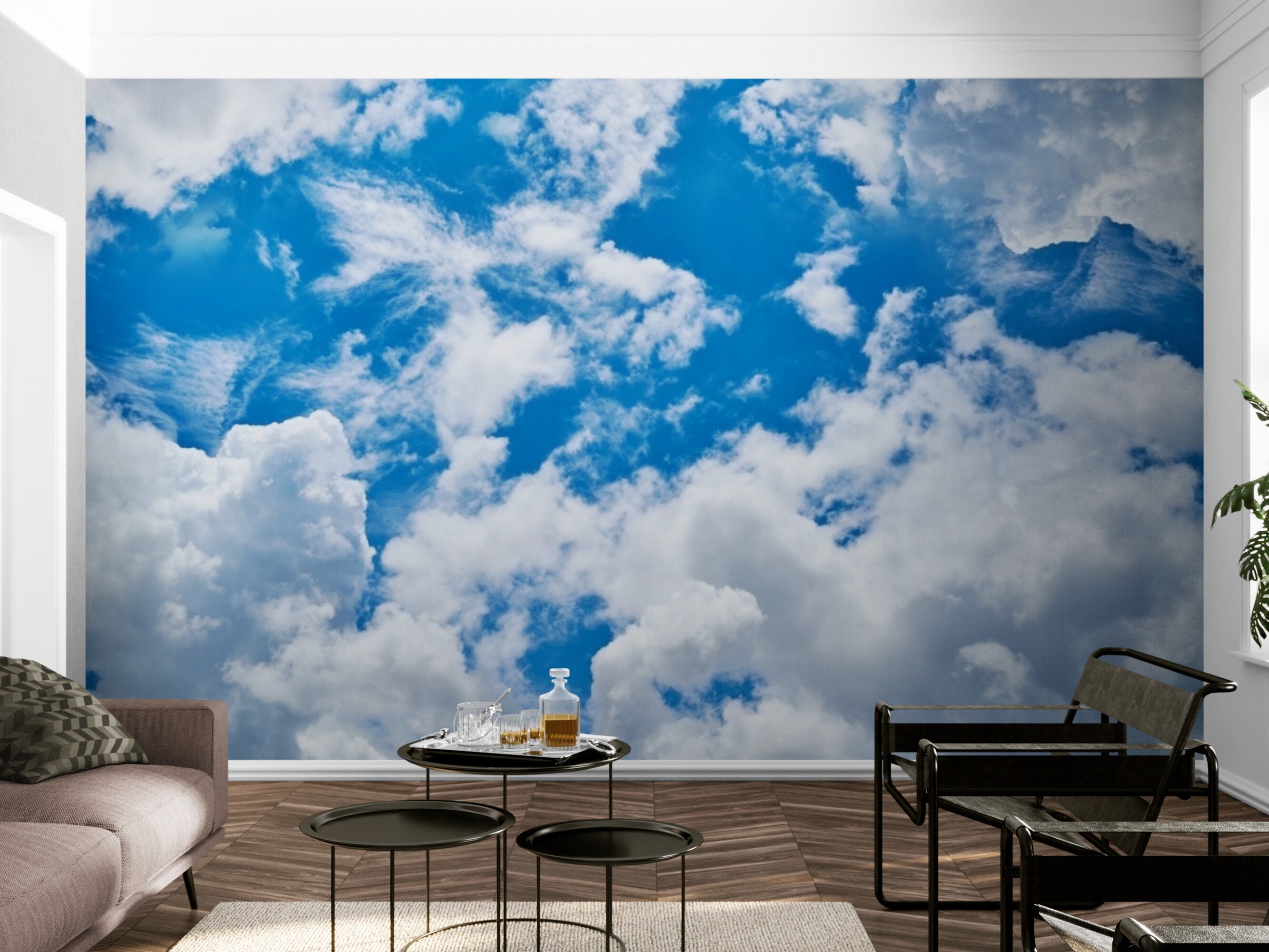 Сelestial Wallpaper Peel and Stick Clouds Mural Blue Sky Wallpaper ...