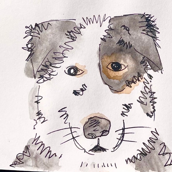 Customizable, hand drawn watercolor with your pet on it