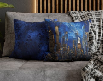 Manhattan Majesty: William Morris-Inspired New York Pillowcase