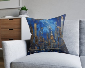 Manhattan Majesty: William Morris-Inspired New York Pillow