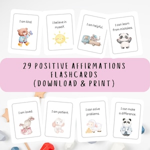 Ausdruckbare Positive Affirmationen Karteikarten für Kinder | 29 Motivierende Karten | Lernen zu Hause und im Unterricht | Druckbare Karteikarten