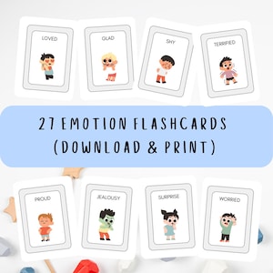 27 Emotions Flashcards | Feelings Flashcards | Printable Flashcards For Kids | Emotions Chart | Classroom Materials | Digital download