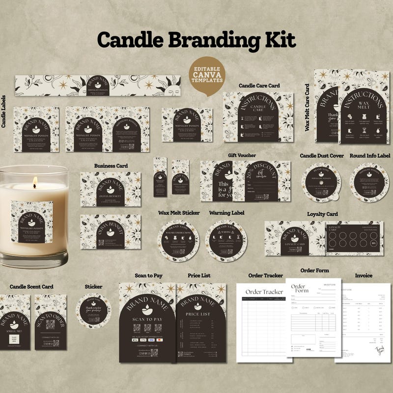 Candle Wrapper Label Boho Logos for Candles - Etsy UK