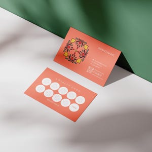 Lash Tech lojalitetskort, korallorange Shop kundlojalitetskort med design fram och bak